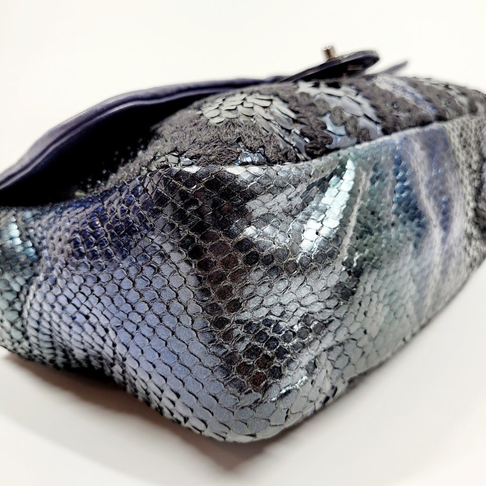 Chanel Python Flap Bag Crochet Stitch Navy Blue - Picture 6 of 14